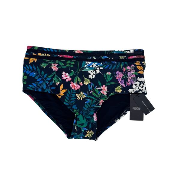 TOMMY HILFIGER *NEW* Carnival Rosa Floral High Waist Bikini Swim Bottom Size XL - Picture 1 of 4